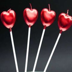 MUM 15 CM KALP ÇUBUKLU KIRMIZI 4 LÜ