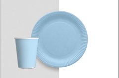 TABAK BARDAK PASTEL MAVİ