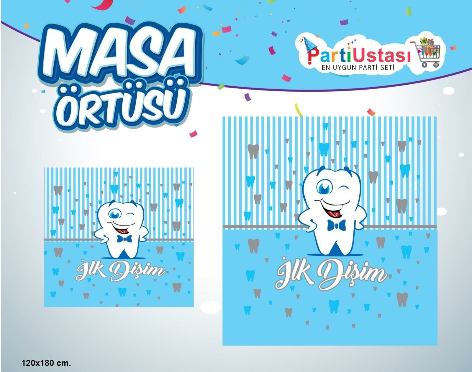 BASKILI MASA ÖRTÜSÜ DİŞ MAVİ