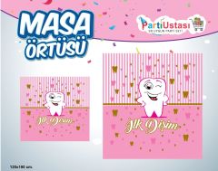 BASKILI MASA ÖRTÜSÜ DİŞ PEMBE