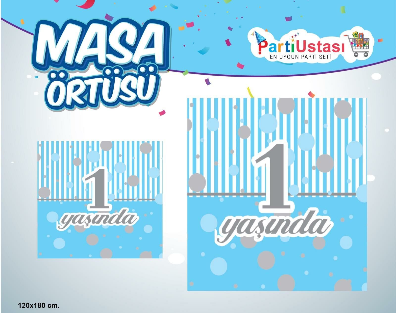 BASKILI MASA ÖRTÜSÜ 1 YAŞ MAVİ