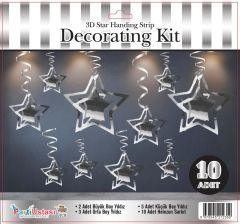 3D TAVAN SÜS 10 LU YILDIZ GÜMÜŞ