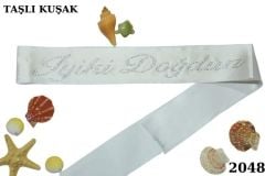 KUŞAK TAŞLI İYİKİ DOĞDUN BEYAZ GÜMÜŞ