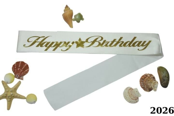 KUŞAK HAPPY BİRTDAY BEYAZ ALTIN