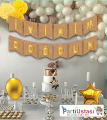 YAZI VARAKLI ZARF BANNER İYİKİ DOĞDUN KRAF GOLD