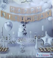 YAZI VARAKLI ZARF BANNER HAPPY KRAF GÜMÜŞ
