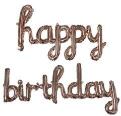 SET HAPPY BİRTDAY KAREOGRAFİ FOLYO BALON ROZ GOLD